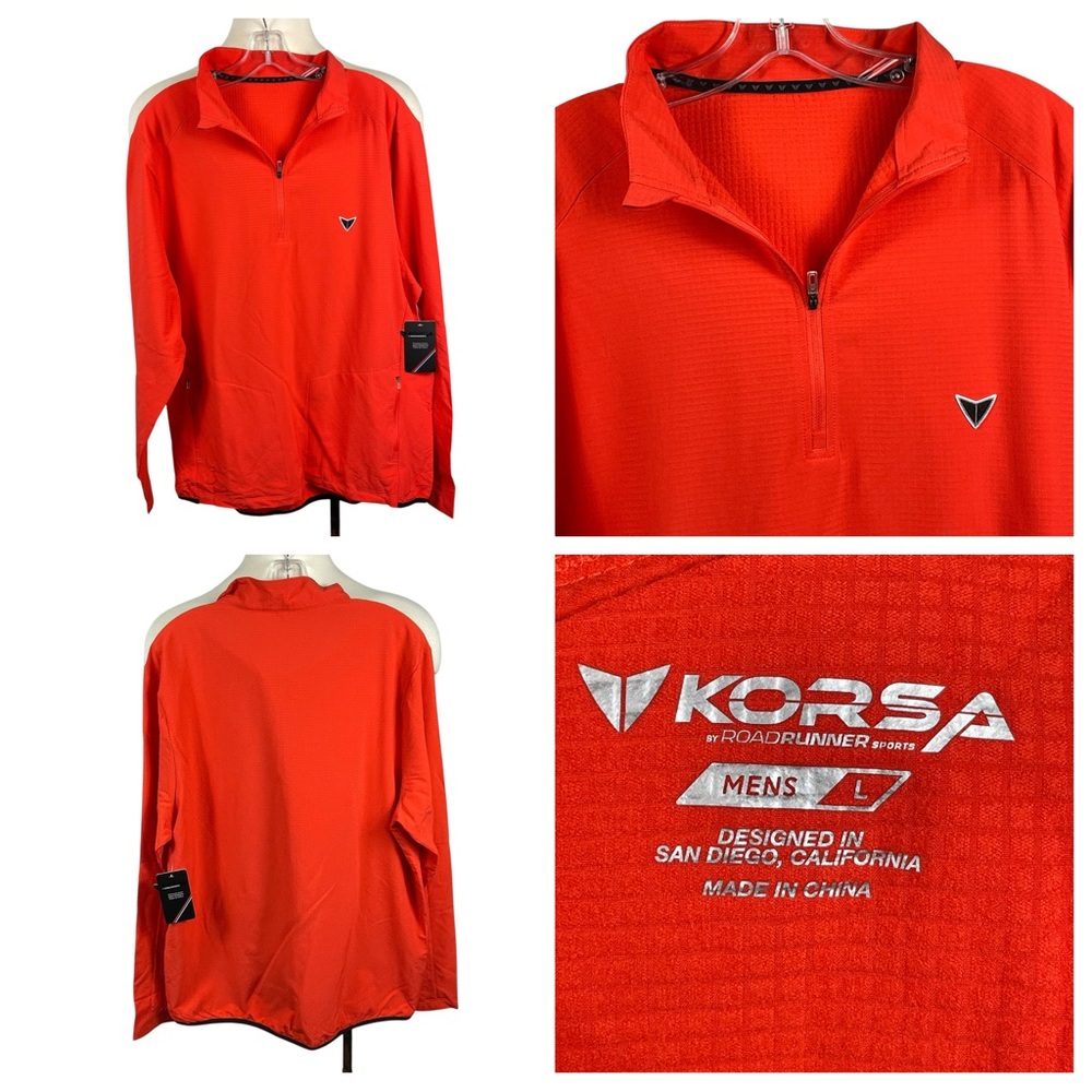 NWT Men's Korsa Accelerate 1/2 Zip 2.0 Stretch Zipper Pockets Running‎ Wear 0117